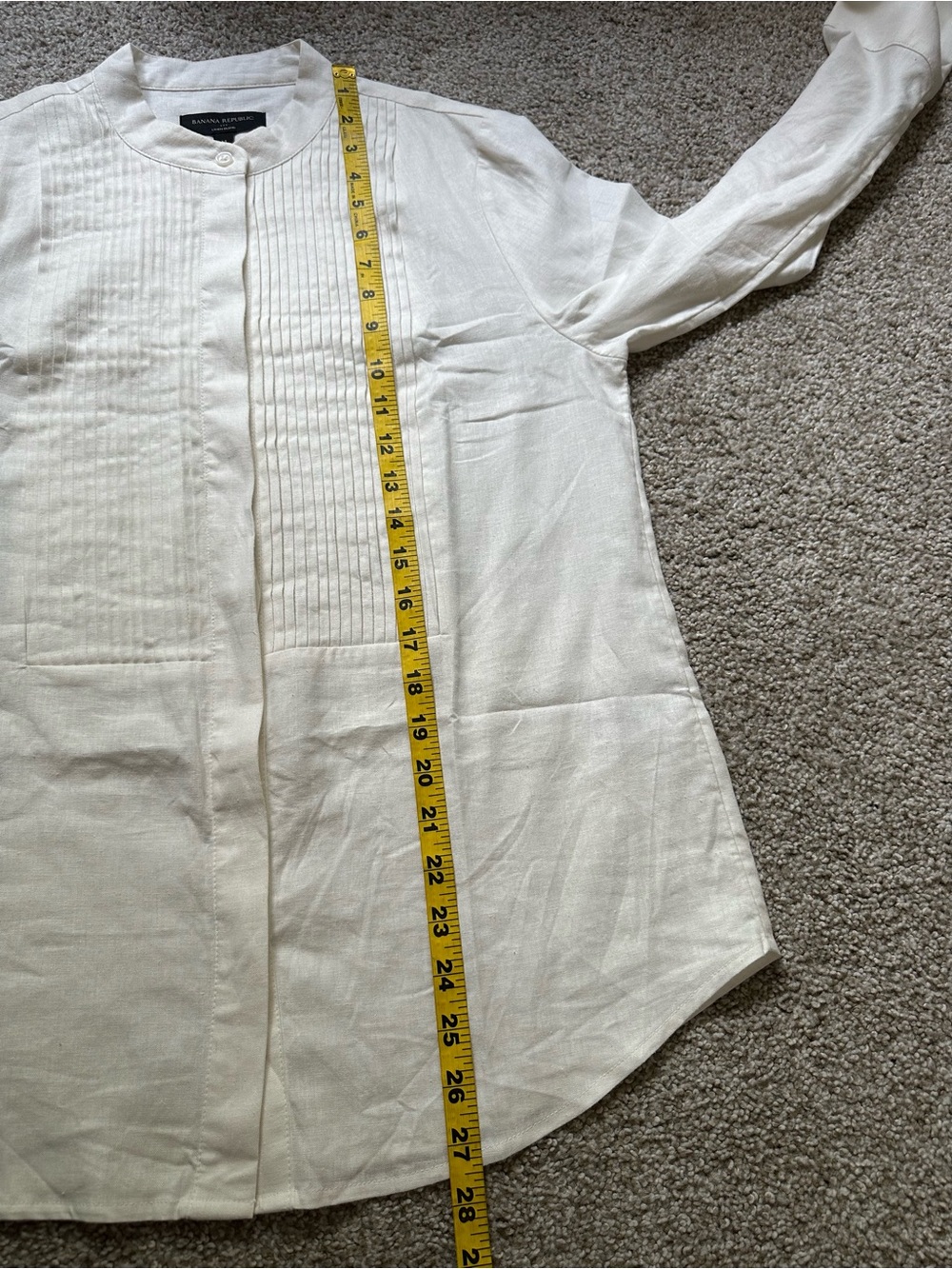 NWT Banana Republic Cream Linen Blend Tuxedo Shirt Size M - Picture 5 of 9